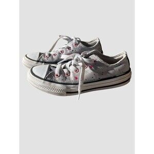 CONVERSE CTAS OX Shoes Girls Size 12c Silver Stars Chuck Taylor Lace up Low